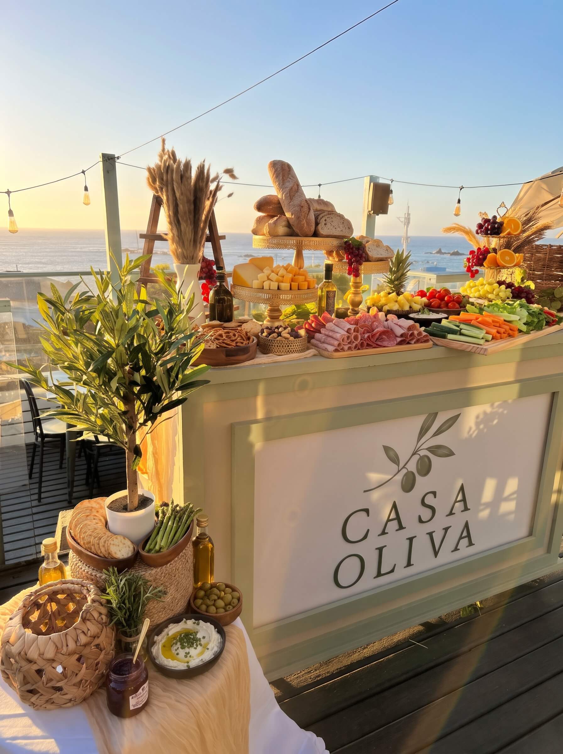 Carro gastronómico Casa Oliva iluminado en un lanzamiento